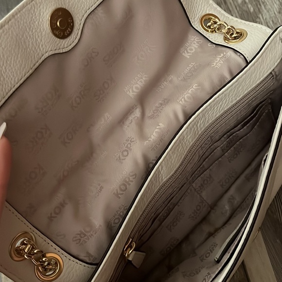 MICHAEL KORS BROWN HAMILTON SMALL FLAP MONOGRAM GOLD CHAIN SHOULDER BAG - Picture 6 of 8